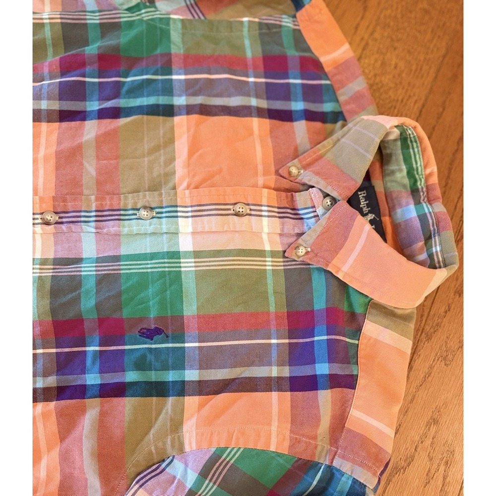 Ralph Lauren Classic Fit Men's M Madras Plaid Button Down Shirt Multicolor